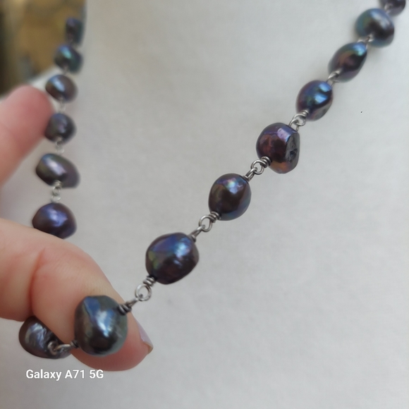 Silpada Iridescent Gray Freshwater Pearl  Necklace 925 Silver - Picture 5 of 10